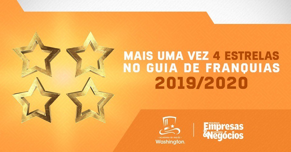 WashingtonOrt's tweet photo. Com muita honra e satisfação, anunciamos que a Academia Washington foi considerada uma Franqueadora 4 estrelas no Guia de Franquias da Revista Pequenas Empresas Negócios edição 2019/2020! 🤩✨ https://t.co/H8gAjumke1