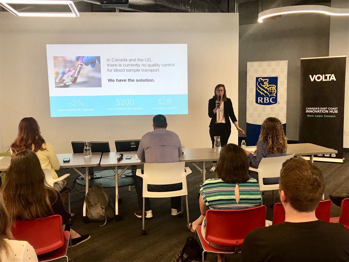 MotryxInc's tweet photo. A weight-matched data logger, packaged inside a blood vial, to actively track what specimens experience in transport. Our CEO ⁦@FranBroell⁩ pitching at @voltaeffect #WomenInTech https://t.co/OehmJZZcSt