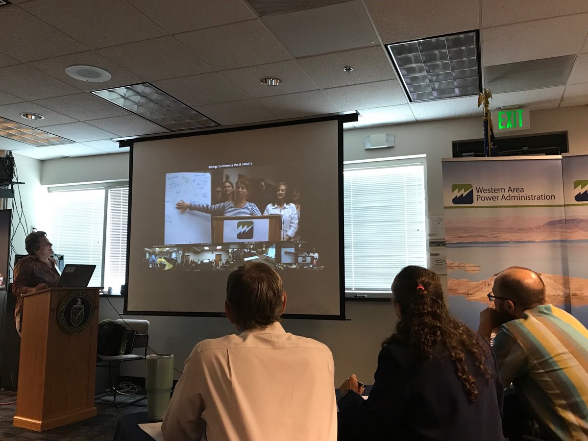 WesternAreaPowr's tweet photo. Innovation challenge time! Teams of WAPA employees brainstorm &amp; prototype solutions for daily work challenges during ⁦@ENERGY⁩’s WAPA I2T summit, w/judges @PatHoffmanOE⁩, COO Kevin Howard &amp; ⁦@JVH_E⁩ ⁦@bonnevillepower⁩ https://t.co/yLPeesYnww