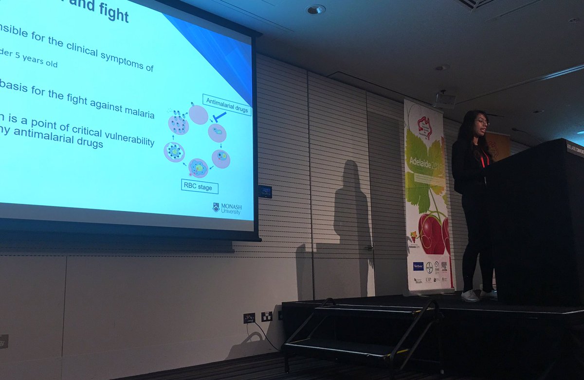 sonjzzz's tweet image. One of my favourite #postdoc talks at the #2019ASP! @G__Siddiqui from @CreekLab rocking the stage with her work on #omics approaches to dissect the haemoglobin digestion pathway of the #malaria #parasie. 😍