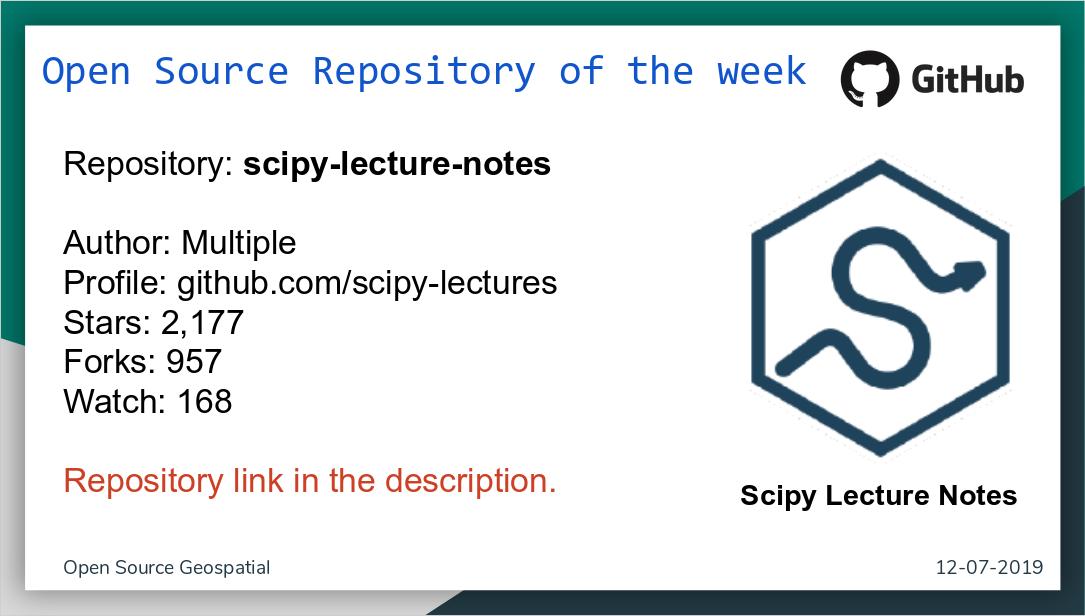 programmerpunk's tweet photo. #opensource repository of the week. "#SciPy Lecture Notes" from   is selected as our #opensource Repository of the week. 

https://t.co/p2hpDrXbYV

@ThePSF @PythonSV @PyData #GithubWeeklyRepo #DataScience #MachineLearning #pandas #numpy #3D #EuroPython2019 #EuroSciPy https://t.co/Oeoe0kjy2N