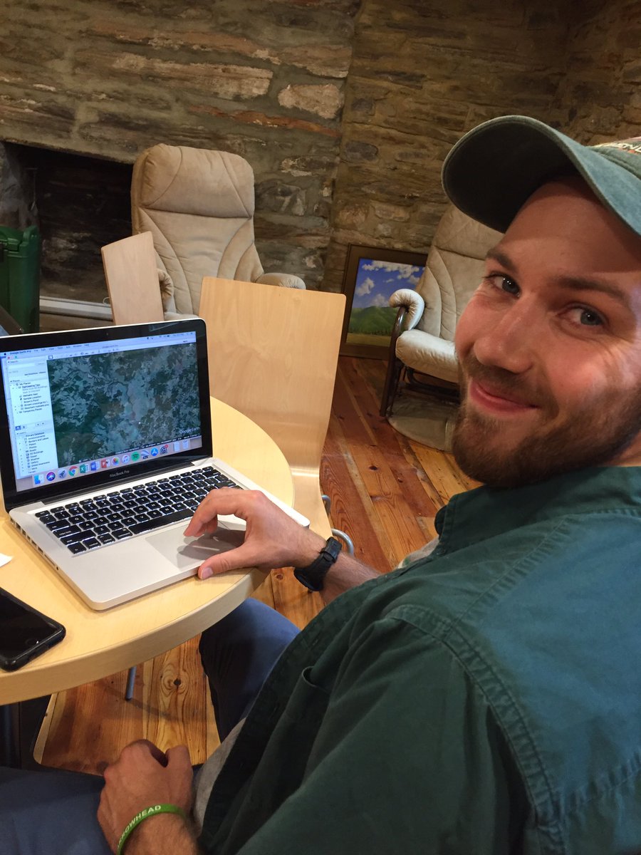 gpcPECfellow's tweet photo. This is @ben_and_thejets using Google Earth to identify the streams of highest priority for our water quality tests!! We’re v excited to know where we’re going now. Go Ben! #PECfellows https://t.co/WayxOh9rYf