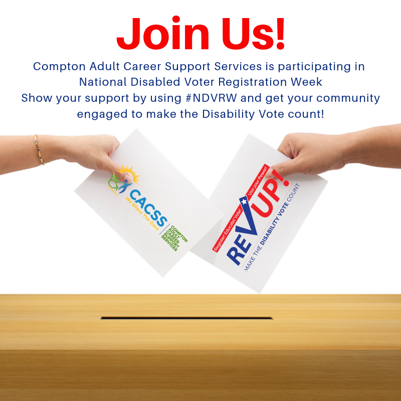 ComptonCareers's tweet photo. Are you ready to REV UP for #NationalDisabilityVoterRegistrationWeek? Read about the campaign from @AAPD here:
https://t.co/Kf6OVag6Dx https://t.co/kQsllaiTHK