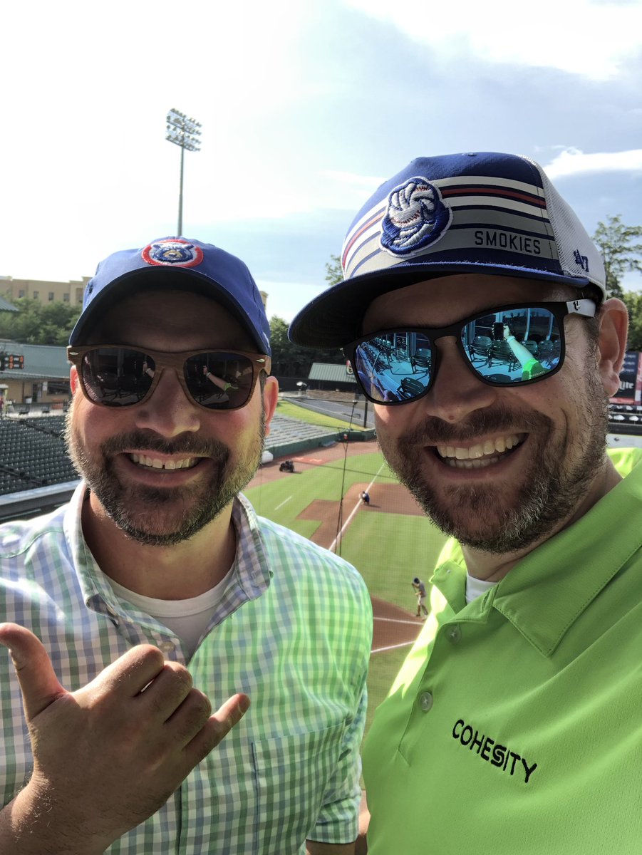 nedegan's tweet photo. Tough job!  @Cohesity is hosting a ballgame @smokiesbaseball tonight with @BTNimble! https://t.co/BpHJL2d7Ry