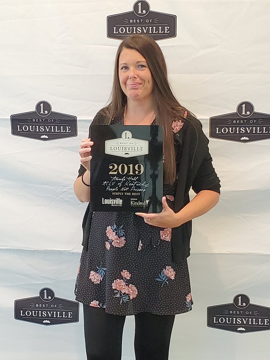 ACLUofKY's tweet photo. Celebrating our #BestOfLou @amandahall33 ❤ Peep her award #peoplenotprisons https://t.co/ZS7TI8Dknz