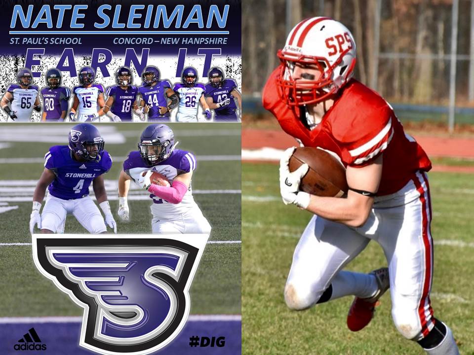 NEXGEN-NEW ENGLAND... 2020 Nate Sleiman <a href="/nsleiman5/">Nate Sleiman</a> St. Paul's School <a href="/SPSFootballNH/">SPS Football</a> Concord (NH) heads to work Saturday at Stonehill College <a href="/StonehillFB/">Stonehill Football #DIG</a>