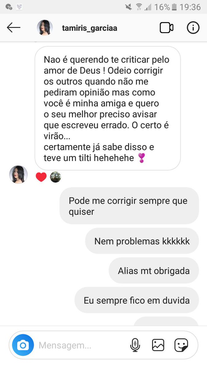 AlineBeliver's tweet photo. Não sei como tem gente que se irrita quando alguém corrigi um erro de português, eu adoro kkkkk escrevi errado, minha amg me corrigiu e ainda me passou um bizu pra nao errar mais (sempre me confundia) ❤❤ https://t.co/rEdFkqnvlk