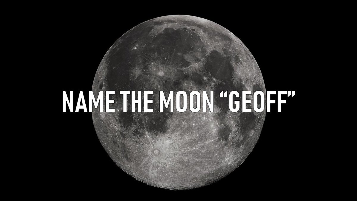 cojeffcolibrary's tweet photo. The moon should have a name, and its name should be Geoff. 

#NameTheMoonGeoff #MissionToRead 

🌚👉 https://t.co/DggA6k4Atk https://t.co/pfUtJIIJyO