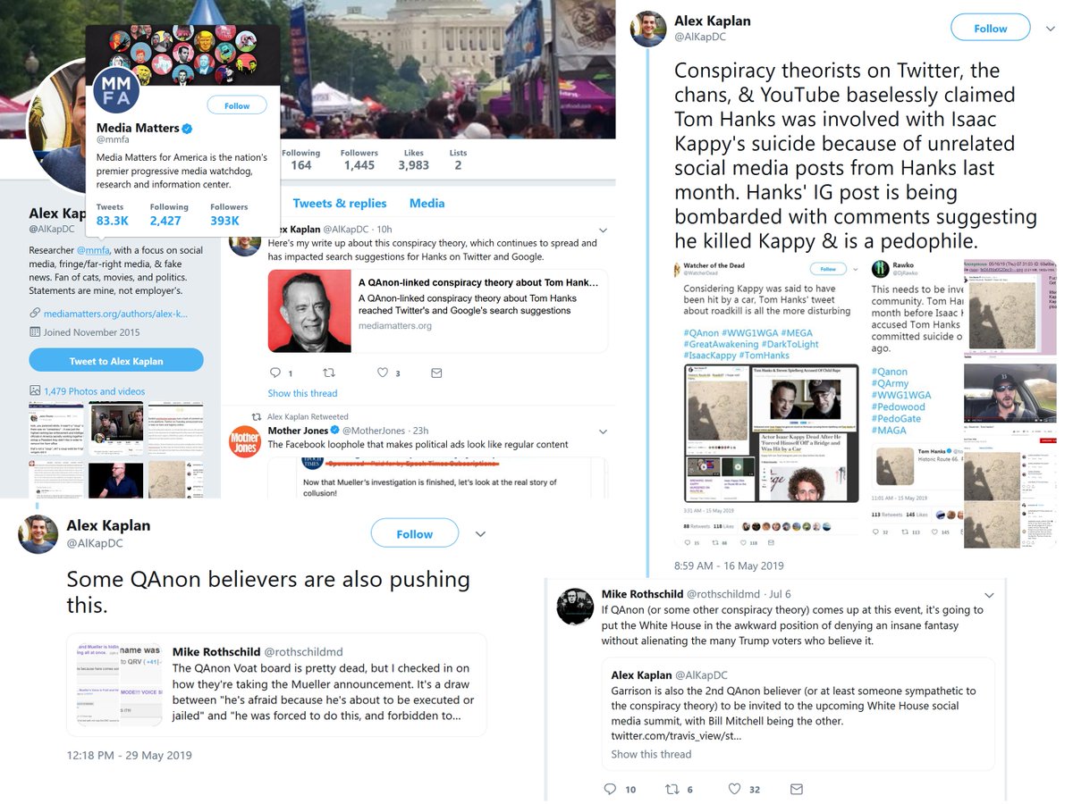 Important to note that Media Matters and Mike Rothschild were going after people investigating the mysterious dead of Isaac KappyI made it in one of their articles https://www.mediamatters.org/blog/2019/05/17/A-QAnon-linked-conspiracy-theory-about-Tom-Hanks-reached-Twitters-and-Googles-search-sugge/223731 #QAnon  #WWG1WGA  #GreatAwakening  #DarkToLight  #Podesta  #DavidBrock  #Rothschild  #IsaacKappy