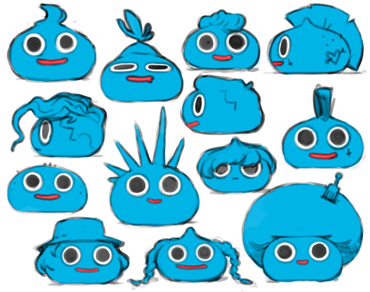 Dragon Quest slimes but with hair