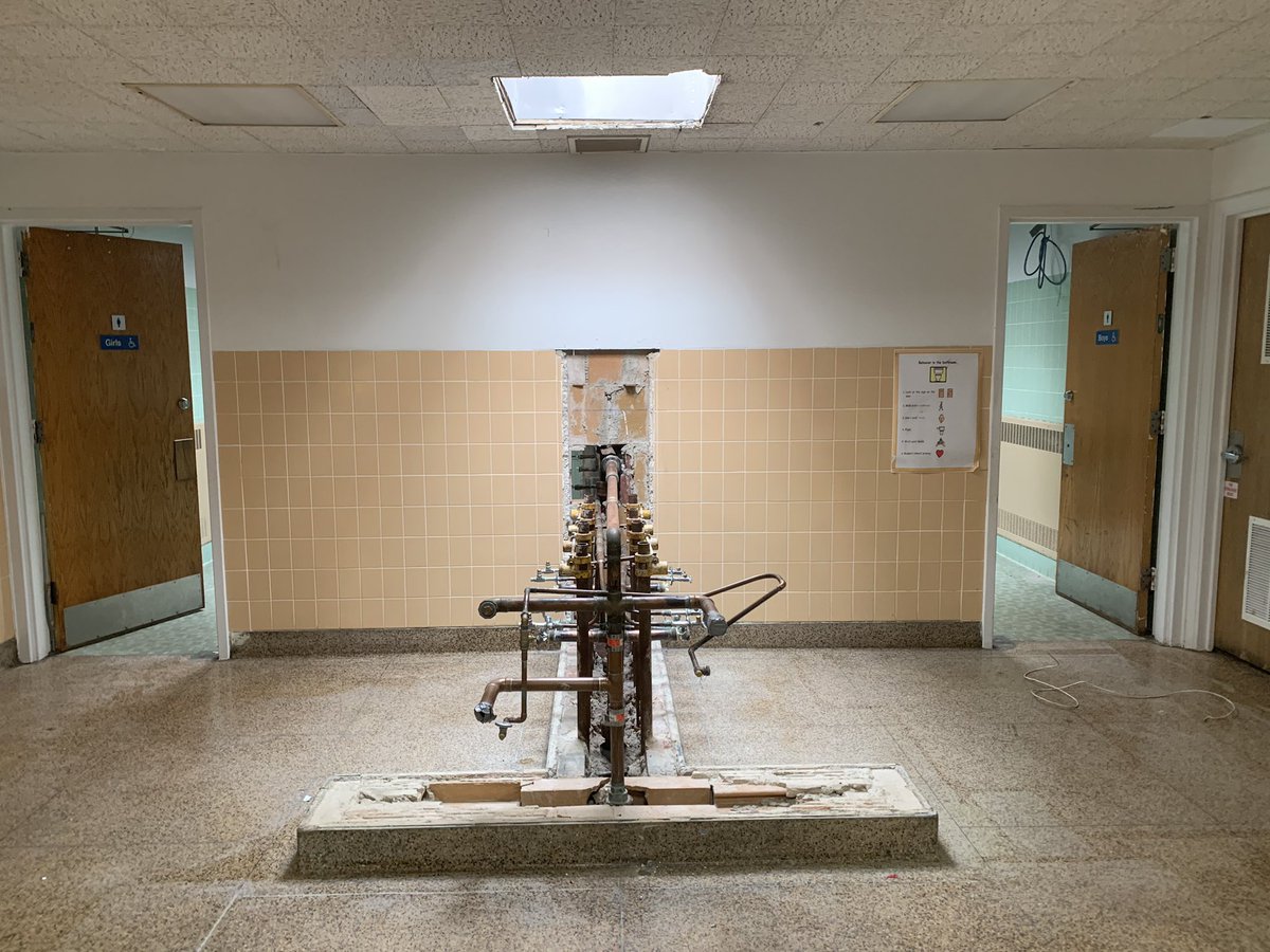 Renovation is underway in our front hallway bathrooms #exciting <a href="/WOSnews/">William O. Schaefer</a> #summerwork