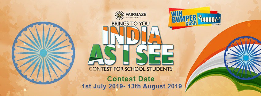 Fairgaze's tweet photo. @Fairgaze on the occasion of India's 73rd #IndependenceDay is back again with its #IndiaAsISee contest. Register yourself now! & get a chance to win cash prize upto Rs. 14k
#freeonlinecompetition #studentscontest #schools #ContestAlert https://t.co/iEmehTnDyJ