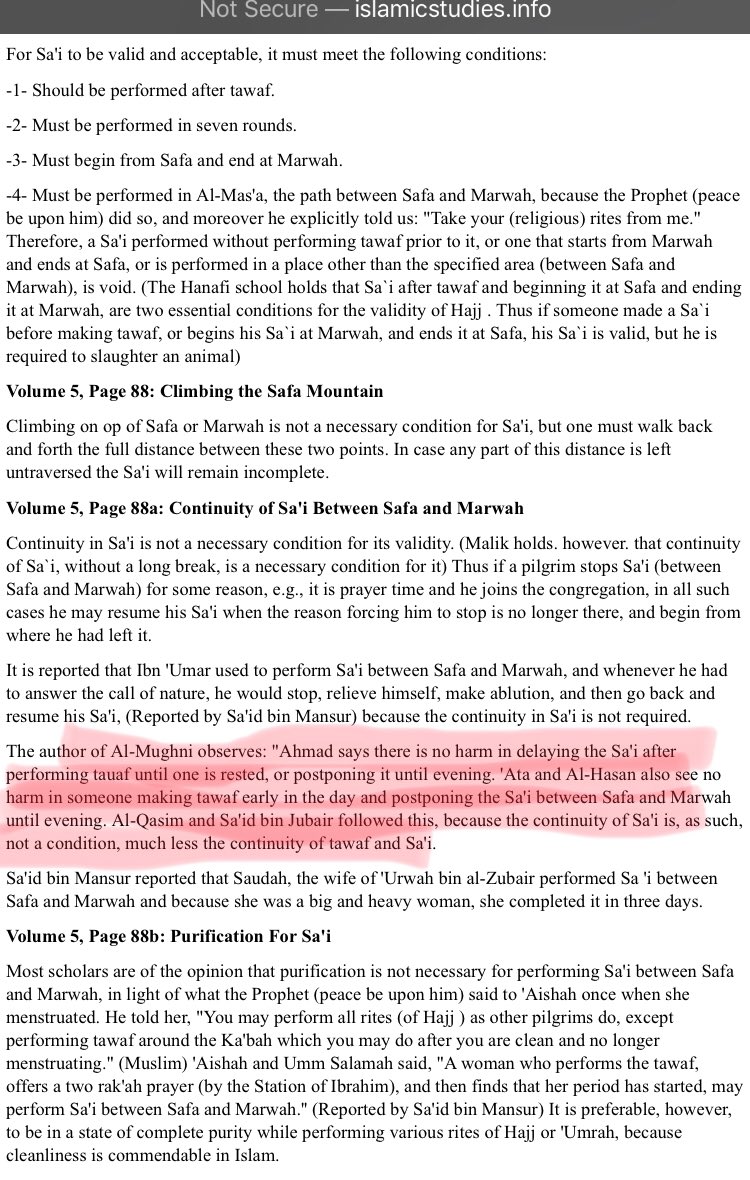 57/n The trip between the two mountains was so hectic that some people couldn’t do the 7 crossings in a day. 2 refer in snippets below:1)Fiqh us-Sunnah5:88a2)Fiqh us-Sunnah5:90Today there is 0 evidence of an ancient gate at Sufa, nor walls,nor stairs to climb the mountain.