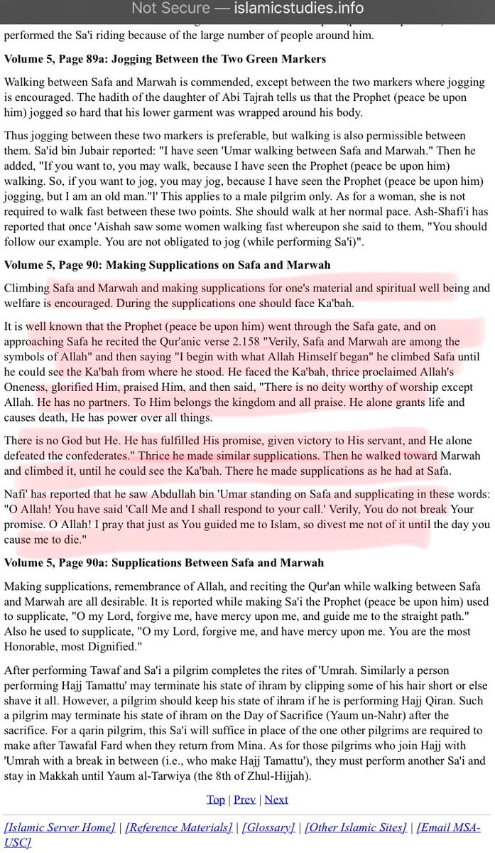 57/n The trip between the two mountains was so hectic that some people couldn’t do the 7 crossings in a day. 2 refer in snippets below:1)Fiqh us-Sunnah5:88a2)Fiqh us-Sunnah5:90Today there is 0 evidence of an ancient gate at Sufa, nor walls,nor stairs to climb the mountain.