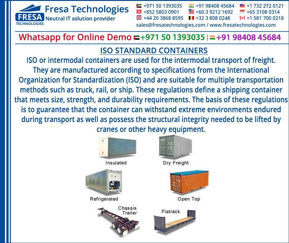 fresatechnology's tweet photo. ISO Standard Containers
https://t.co/iG1OJzJo2B
#fresa #fresatechnologies #freightsoftware #freighterp #freightmanagement
#ISO #standardcontainers #intermodal https://t.co/X3MP41XyGG