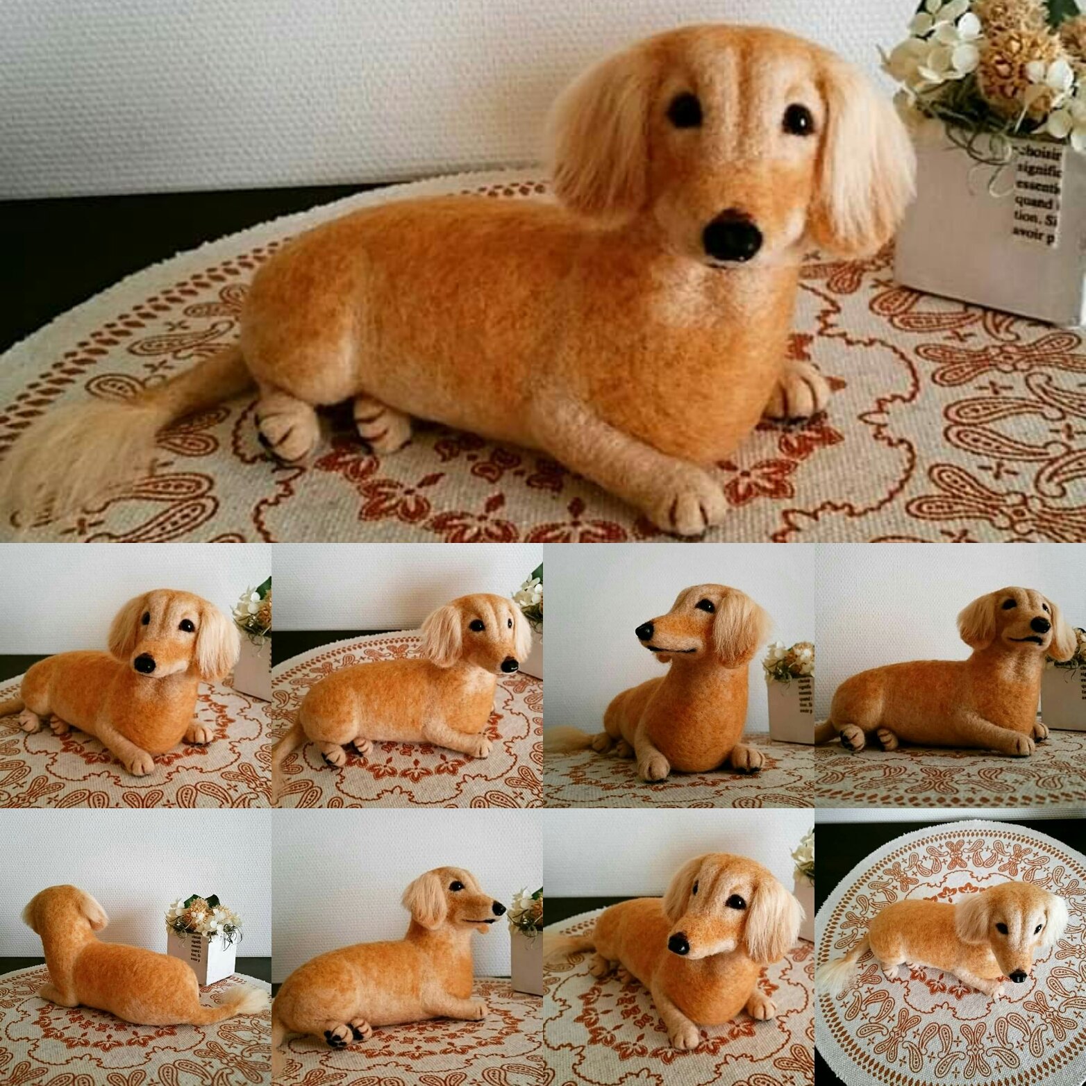Feltingdog 羊毛フェルトのミニチュアダックス ライオン尻尾が個性的なティナちゃん 夏らしいサマーカットバージョンでお作りしました Dachshund Miniaturedachs Needlefelt Needlework Feltingdog Handmade ダックスフンド ミニチュアダックス