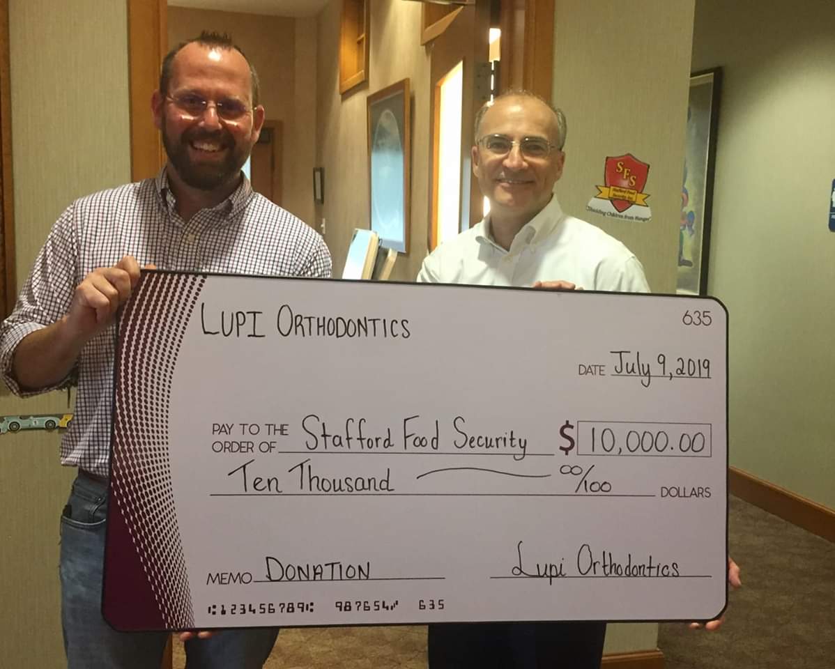 So grateful for the generosity of Dr. Lupi and the great effort of the entire staff! We were amazed to receive this incredible $10,000 donation from <a href="/LupiOrtho/">Lupi Orthodontics</a>, and will put it to work feeding kids in Stafford and the surrounding counties. <a href="/SCPSchools/">Stafford Schools</a>