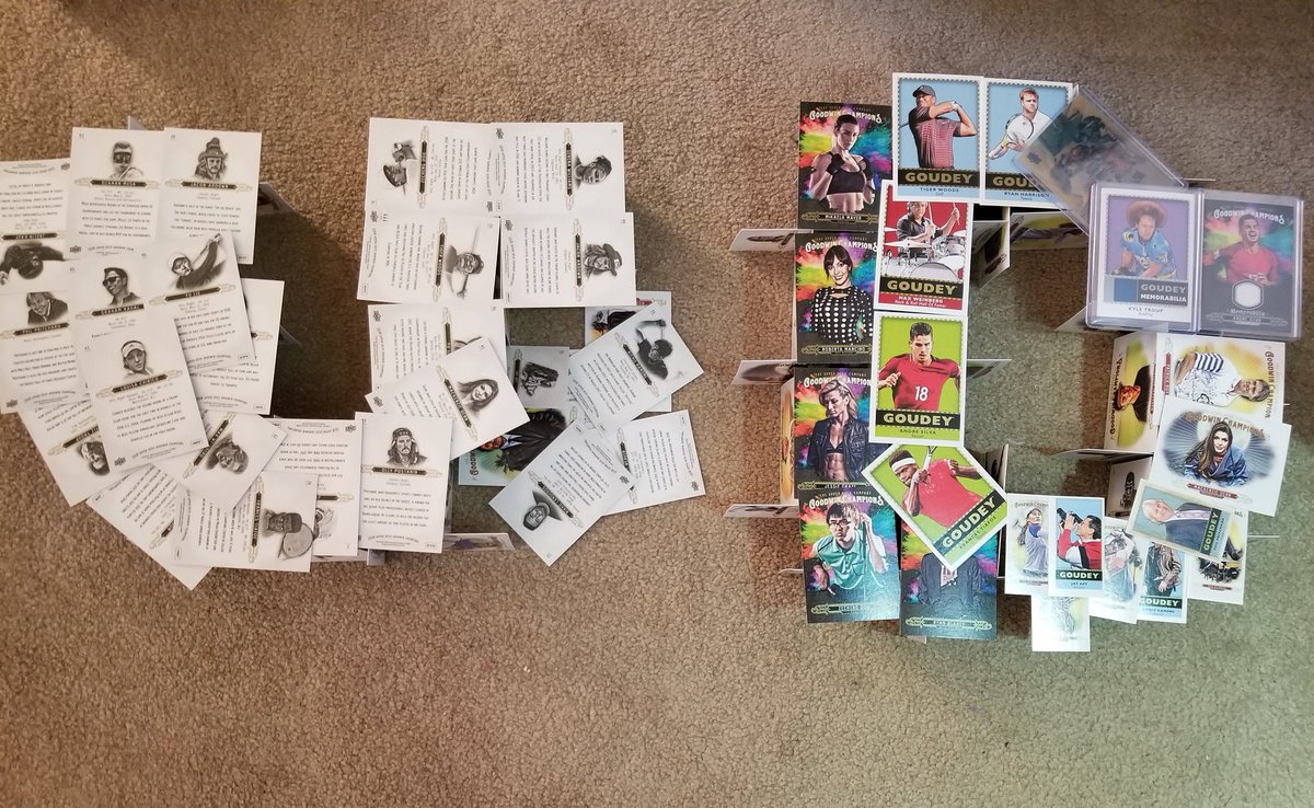 chisparty07's tweet photo. I'm getting better at this @UpperDeckSports #CardStacking business. 2018 Goodwin Champions really is easier than SP Authentic and Series 1/2. The biggest problem comes from standing up too quickly. I killed part of my "U" https://t.co/SqKz1ZzRnY
