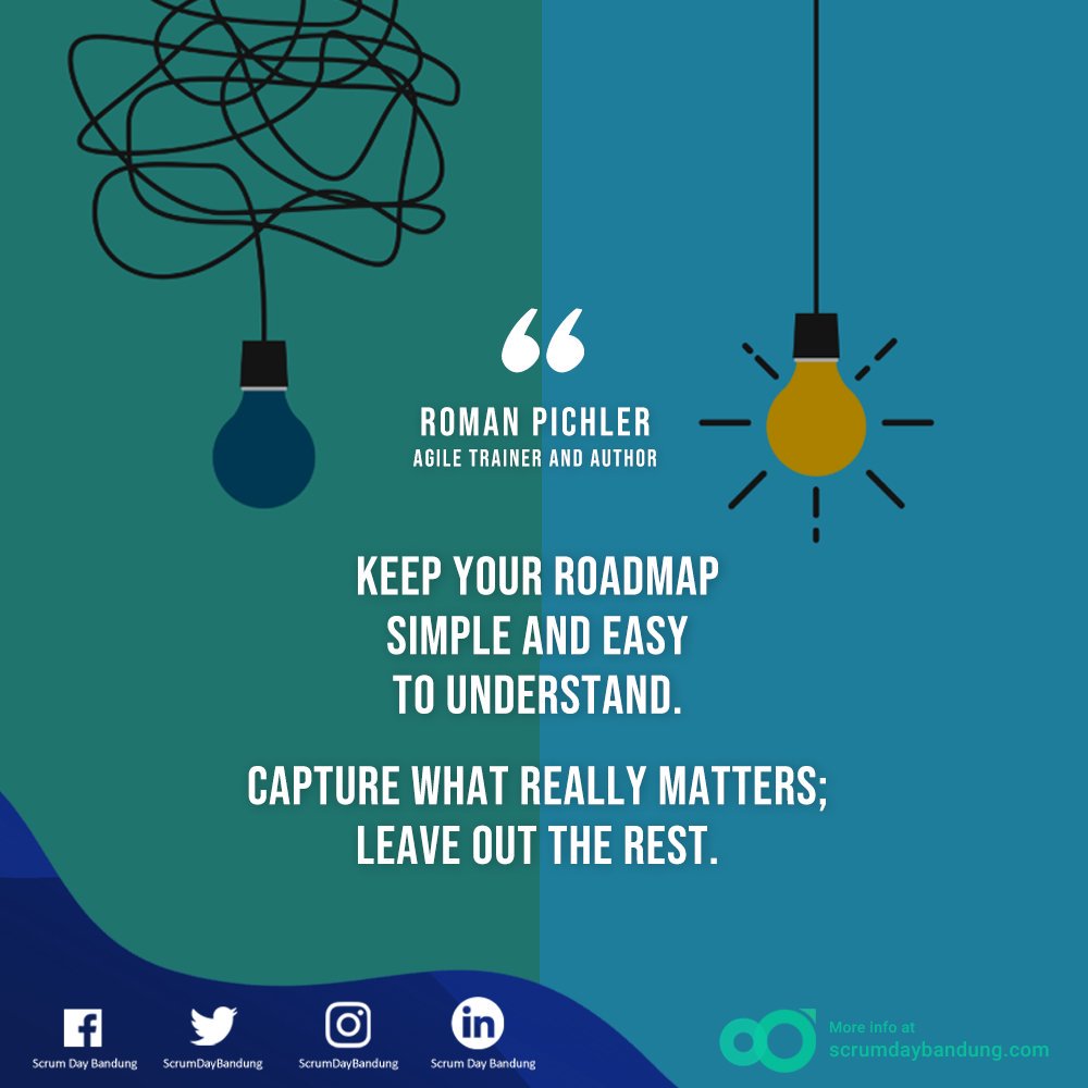 ScrumDayBandung's tweet photo. Dapatkan tips dan inspirasi dalam merancang roadmap dan perencanaan di #ScrumDayBdg2019. Selain topik yang inspiratif ada juga sesi coaching untuk berdiskusi lebih spesifik terkait permasalahan dan tantangan yang sedang anda hadapi.
Info: https://t.co/BrNchjwKEU

#scrum #agility https://t.co/xomuIJyWk0