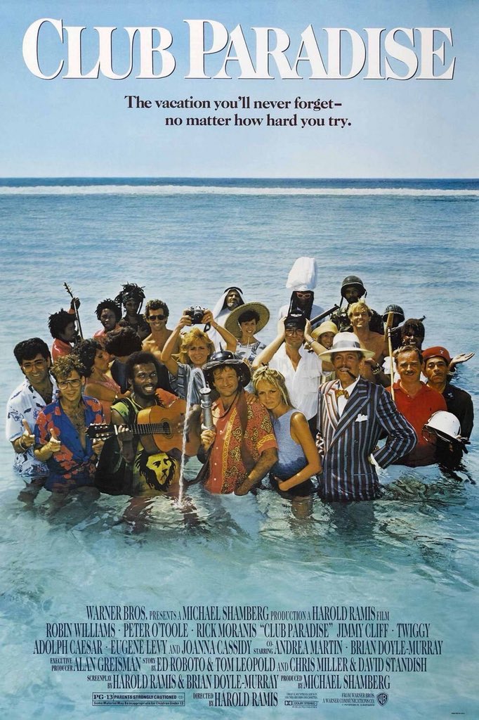FilmNewsNos's tweet photo. 🎬MOVIE HISTORY: 33 years ago today, July 11, 1986, the movie ‘Club Paradise’ opened in theaters!
#RobinWilliams #PeterOToole #RickMoranis #JimmyCliff #Twiggy #AdolphCaesar #EugeneLevy #JoannaCassidy #AndreaMartin #BrianDoyleMurray #JoeFlaherty #RobinDuke #HaroldRamis https://t.co/AJmHGTlU4J