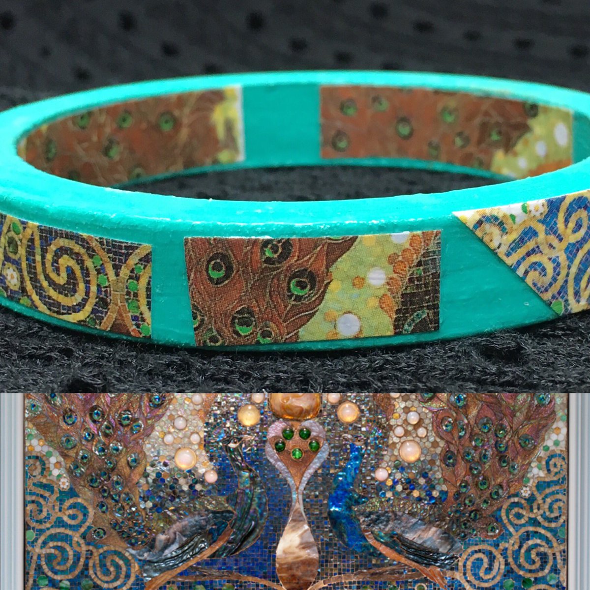 TheFunkyTrunk1's tweet photo. #sold #flat #red/magenta #bangle with #artinspired #detail from #Tiffany #lamp #tiffanylamp ! Its #BlueGreen counterpart featuring details from #louiscomforttiffany #mosaic is still available on #Etsy https://t.co/sgDOD5yOTM https://t.co/tuTGqbduy3