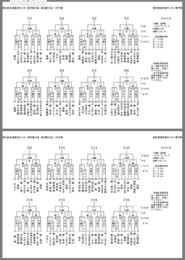 モドリッチ 第98回 全国高校サッカー選手権 東京都予選 トーナメント表 全国高等学校サッカー 都大会