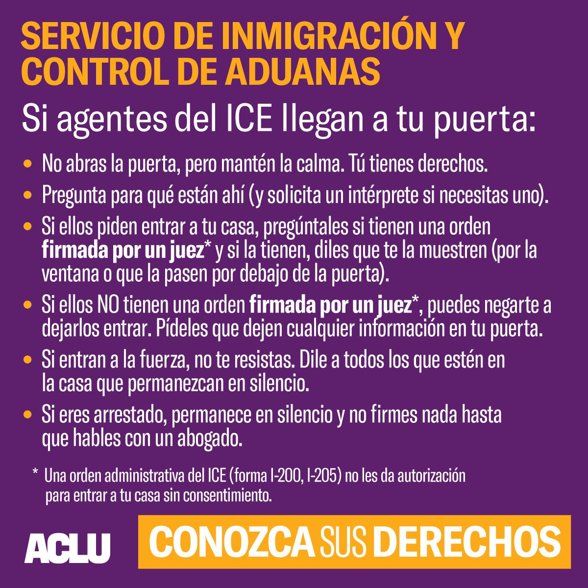 Now more than ever, we need everyone to know: WE HAVE RIGHTS.Share our  #KnowYourRights guides in multiple languages.Know Your Rights. Conozca Sus Derechos.