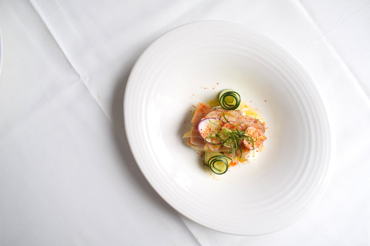 JuliasBCC's tweet photo. Le Hareng: JC David #Sustainable #Herring, Potato Salad, Cucumber, Pickled Fennel, Citrus Cream.

Another fantastic #glutenfree first course to try this #summer. https://t.co/VrBUPDaseg