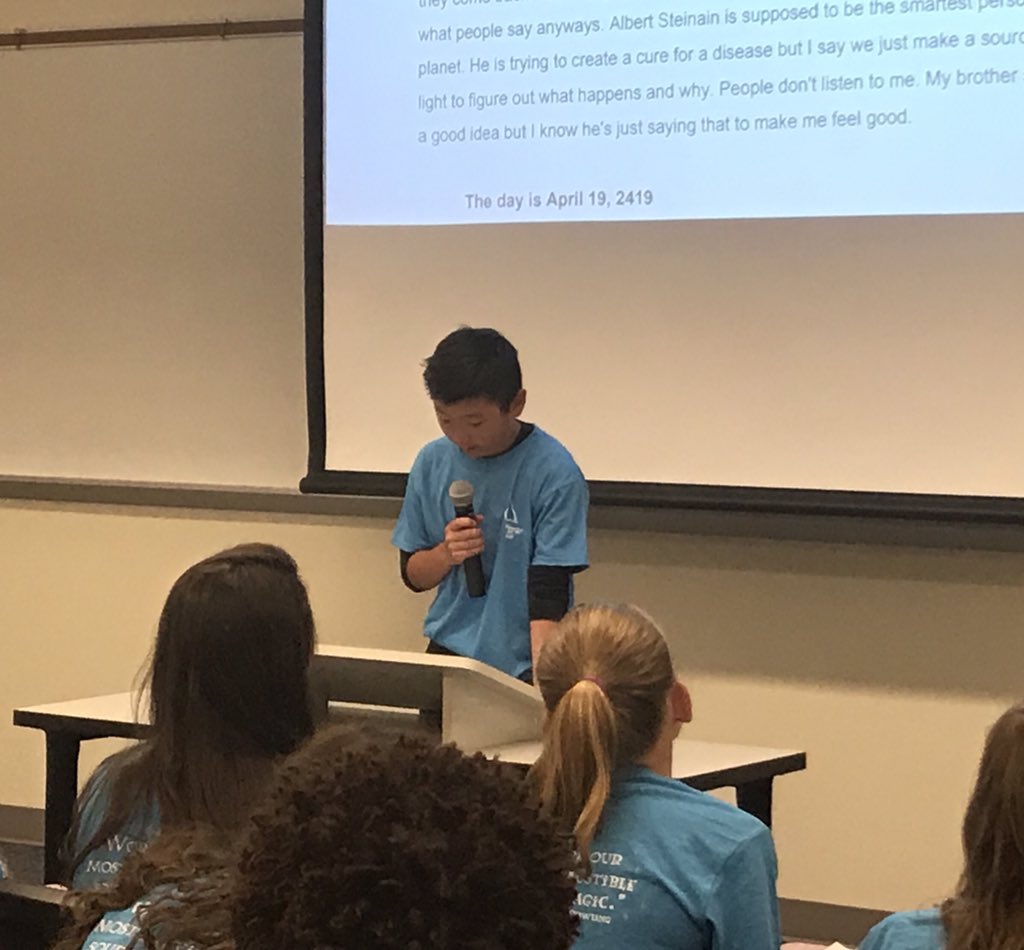 TracyHorodyski's tweet photo. “What are your thoughts about #LakerWritingCamp?” I asked on the ride home from @GVSU.
“I like that we can write whatever we want & just be free. We get to use our imagination & try new genres.” #lmwp❤️ @writingproject @scottcarpente16 @IngridFournier @tonytendero #rippleeffect https://t.co/Pz4k7tB49e