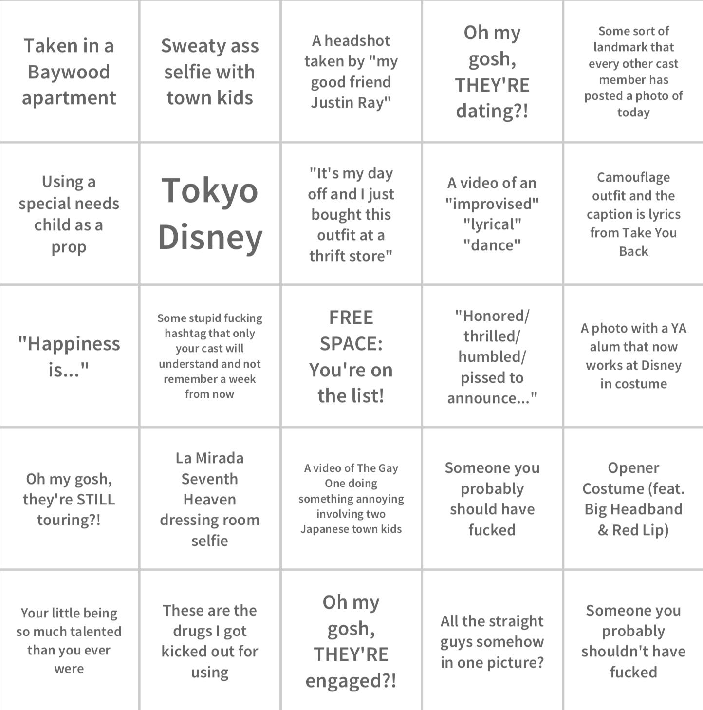 Tjp Ya Instagram Bingo By Me And Jonnyrockets97 You Are Not Allowed To Get Mad At Either Of Us For This We Don T Make The Rules T Co Xi5wogl444 Twitter