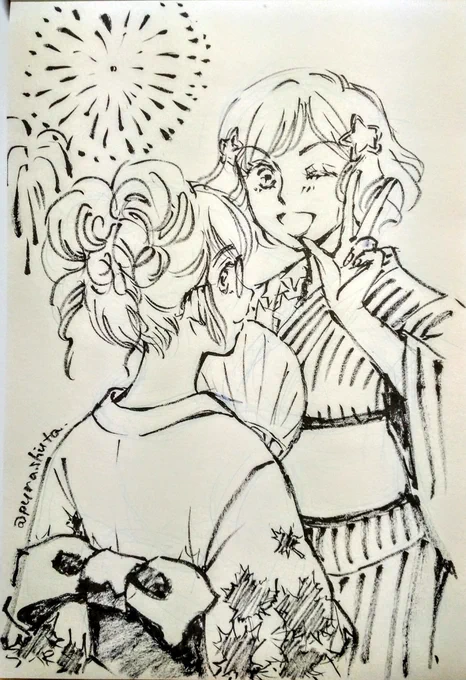 【遅刻組】ほくべー姉妹で「浴衣」

#APHワンドロ版深夜創作60分一本勝負
@Hetalia_1daw 