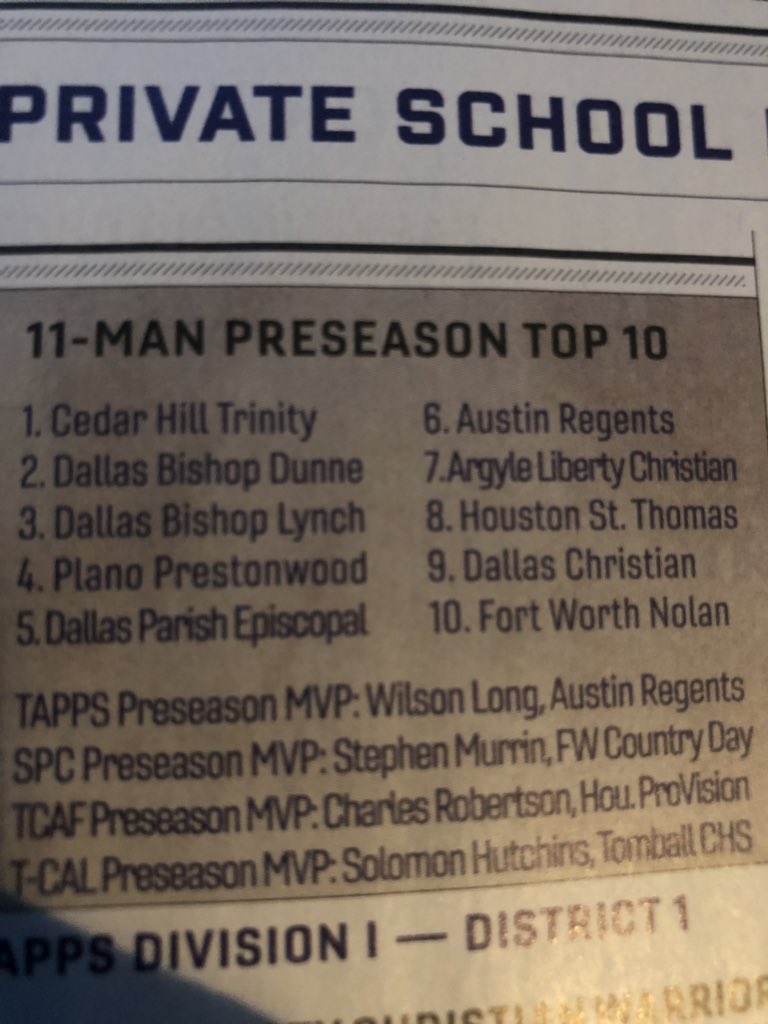 Teaguefootball's tweet photo. Look at the early private school state rankings. Two through five are in my district. @JPIIHS_Football Lost to #8 in the playoffs. #9 is on our schedule as well. 

We have accepted the challenge! #OutWorkEveryone #week2week https://t.co/uGQrh2YUGZ