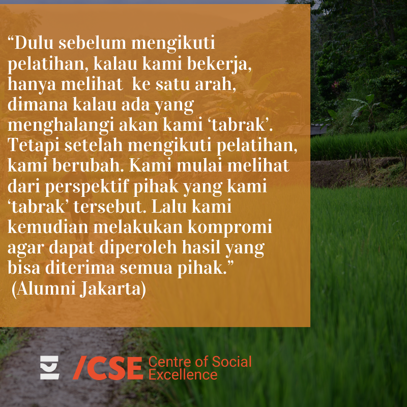 Peran kami adalah mentransformasi cara-cara menyelesaikan masalah dalam pengelolaan SDA. Proses ini dilakukan dgn mendudukan para pihak, mengikis prasangka, dan memudarkan asumsi. Membuka ruang komunikasi agar kebaikan bersama bisa terlampaui. 

Yuk ikutan S3PSDA-B Angkatan 2