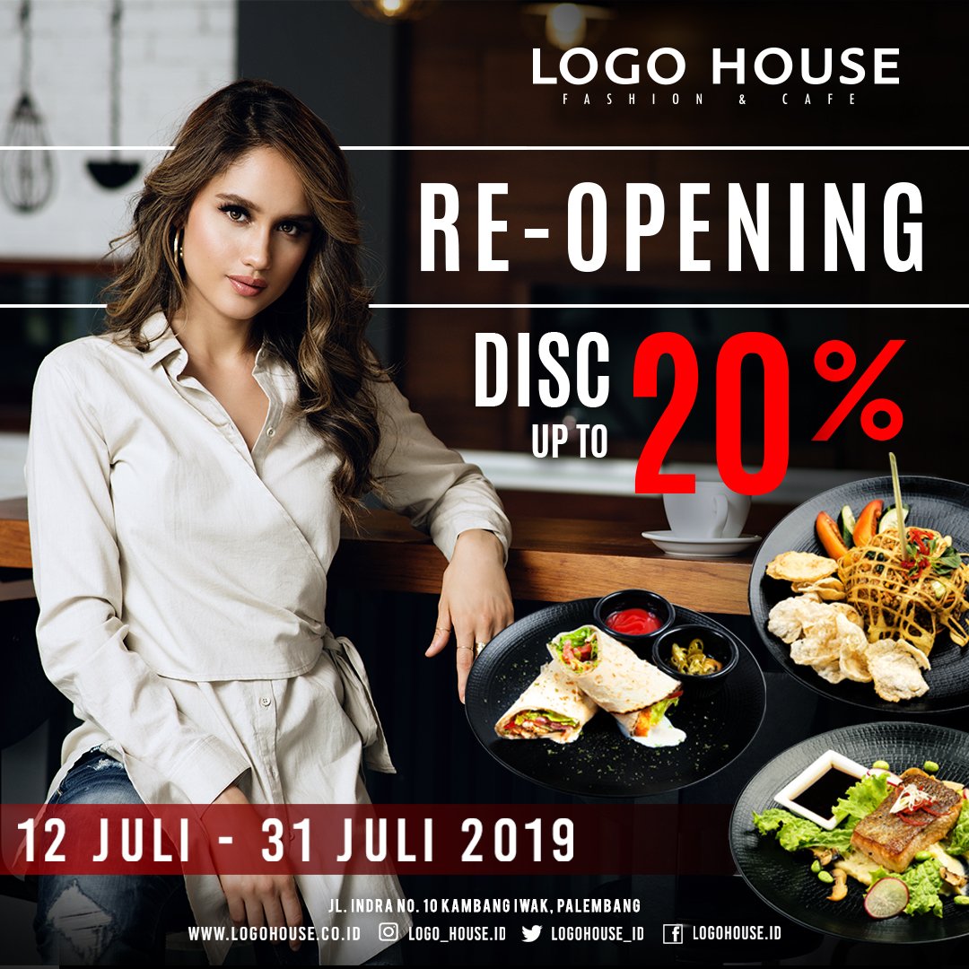 logohouse_id's tweet photo. Re Opening Logo House Cafe Palembang dan dapatkan diskon sampai 20% berlaku sampai 31 Juli 2019.
Dapatkan suasana dan menu baru yang bisa kamu nikmati di akhir pekan ini bersama orang-orang terdekat kamu.
Kita tunggu disini yak!
#LogoHouse #Palembang #infoplg #palembanghits https://t.co/mOPH2BEtXW