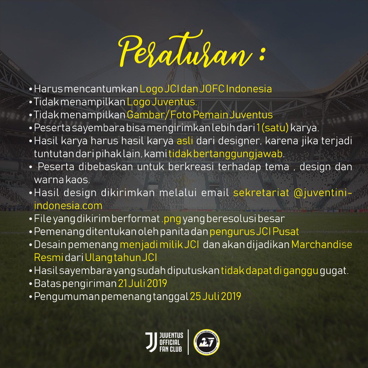 Info buat yg punya hobby dan bakat di design... sayembara design berhadiah paket member resmi JOFC....!! Kuy..!! <a href="/JCIndonesia/">Juventini Indonesia</a> #sayembaradesignjci