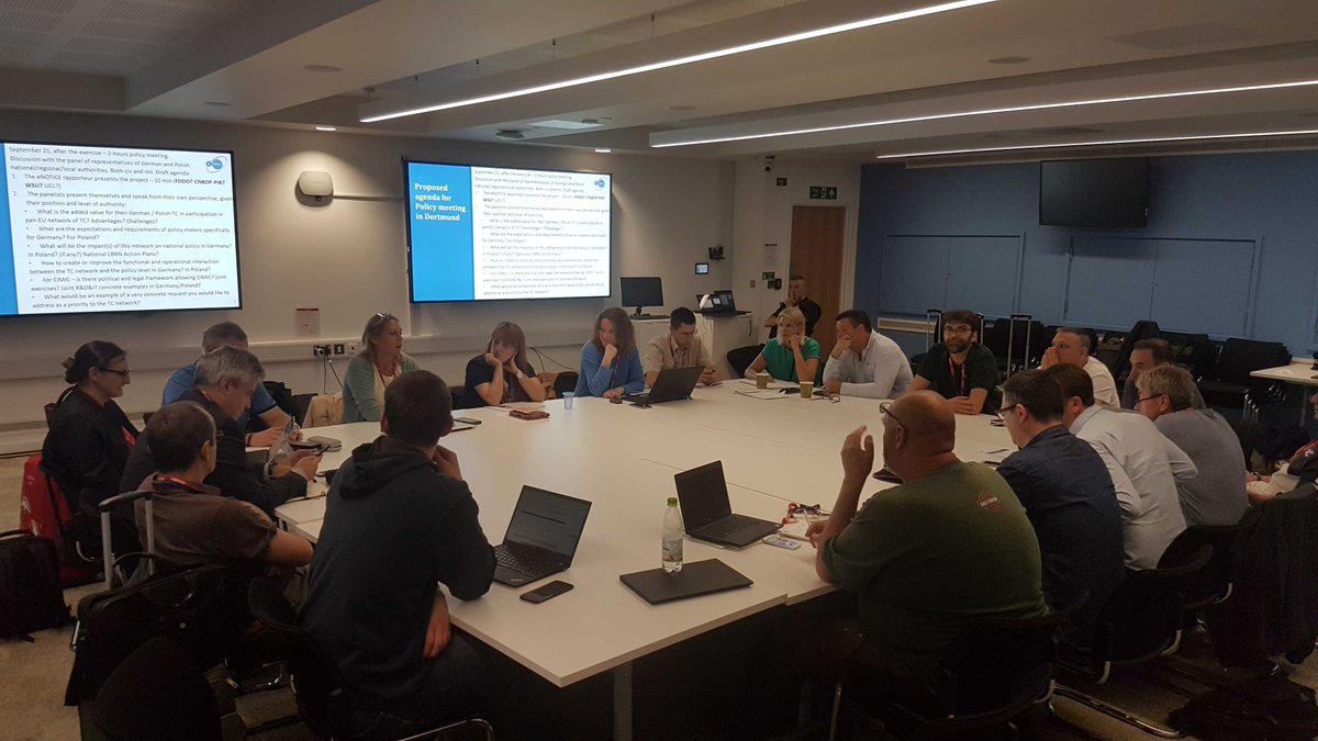 H2020_eNOTICE's tweet photo. Today is our last meeting day in #Birmingham, UK. Right now we are discussing the next steps of our #CBRN network-building actions. We had interesting days together with @PROACTIVE_EU at our hosting organisation @WMPolice.
#h2020 #eNOTICE https://t.co/SagjJJqmsy