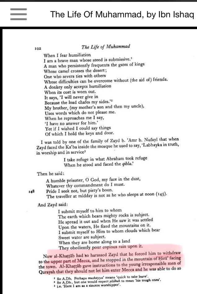 61/n Further see the mention of Mount Hira in “Life of Muhammad” by Ibn Ishaq which is too close to Ka’ba.Today Mount Hira is a considerable distance from the Ka’ba. Check snippet 2 and relate the earlier tweets relating to point (F).