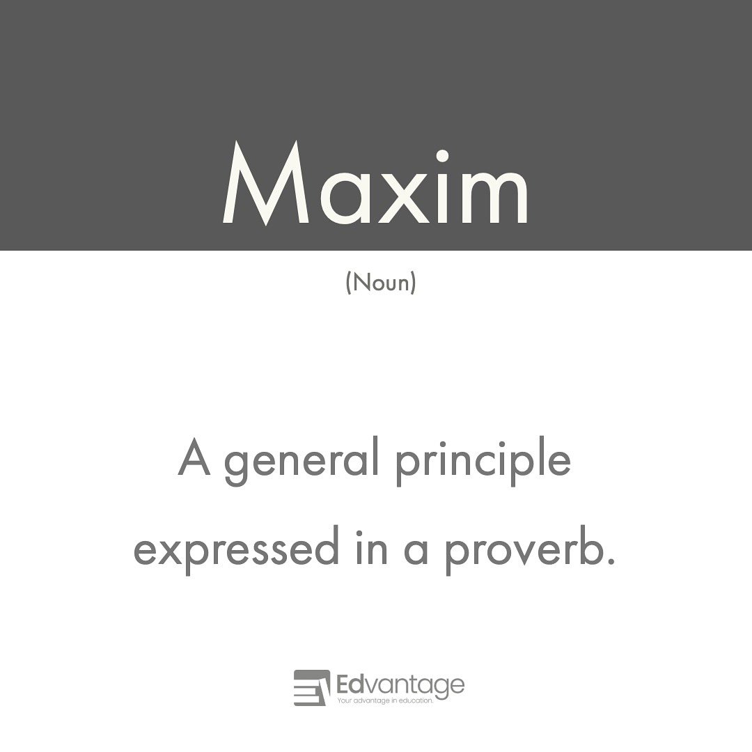 Edvantagepk's tweet photo. Maxim:
(Noun) A general principle expressed in a proverb.

#greprep #grepreparation #greword #grewords #gretest #gre #gmat #gmatprep #ieltspreparation #ieltsverbal #vocabulary #ielts #ieltsexam #ieltsclass #toefl #toefltest #studytips #study #satprep #sat #studyabroad #english https://t.co/848RRf3qT6