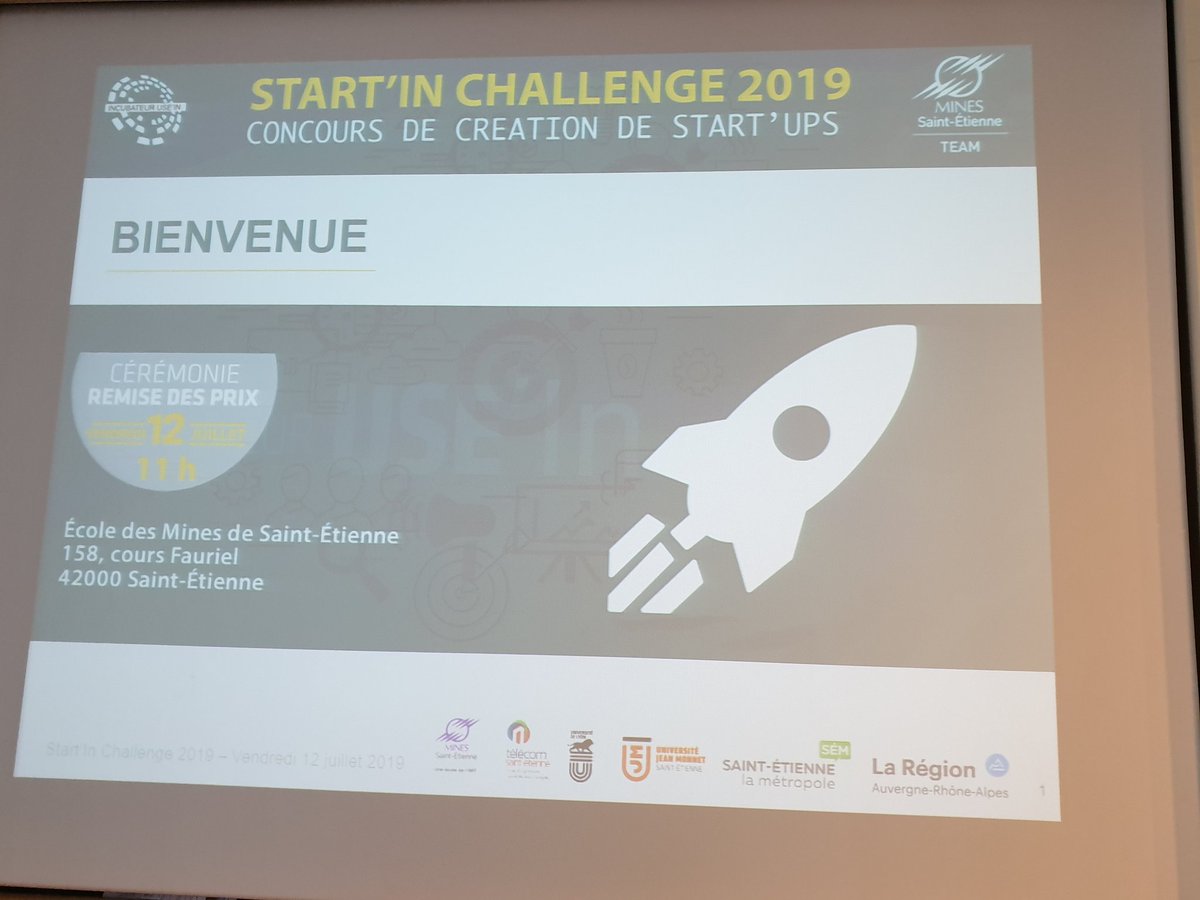 PascalRAY1's tweet photo. Lancement de la c��rémonie de remise des prix #startinchallenge organisée par @TelecomStE @MINES_StEtienne @UniversiteLyon @Univ_St_Etienne et soutenue par @SteMetropole et @auvergnerhalpes https://t.co/snLrDWafLz