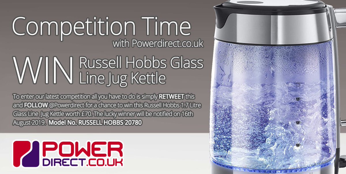 PowerDirectUK's tweet photo. #Free to Enter @PowerDirectUK #Competition #Giveaway... Simply #RT and #Follow for a chance to #Win a Russell Hobbs Glass Line Jug Kettle… #FreebieFriday #FridayFeeling #FridayMotivation https://t.co/Mh7MXZhaUG