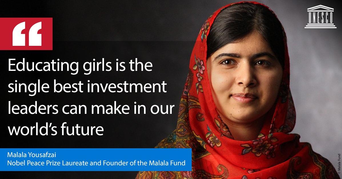 UNESCO's tweet photo. An inspiring champion &amp; advocate for girl's education.

Youngest Nobel Peace Prize Winner

A powerful woman.

Happy Birthday @malala.

Thank you for giving a voice to the millions of girls and women who are denied their #RightToEducation! #malaladay https://t.co/aYS608amRj