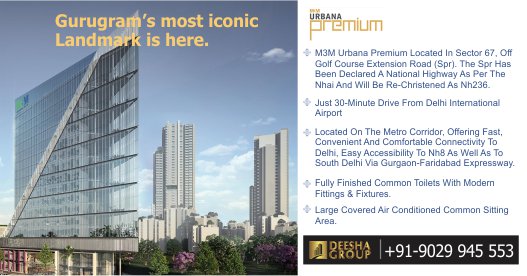 GroupDeesha's tweet photo. #M3MUrbana Premium
Location: Sector-67, #Gurugram

Fully Furnished #Luxury #Apartments just 30-min drive from Delhi International Airport.

Contact here to book now:
https://t.co/oZG9IAo4ZV
info@deeshagroupindia.com
+91 9029945553
#M3M #Luxury #GurugramProperties #RealEstate https://t.co/K22OhSHydC