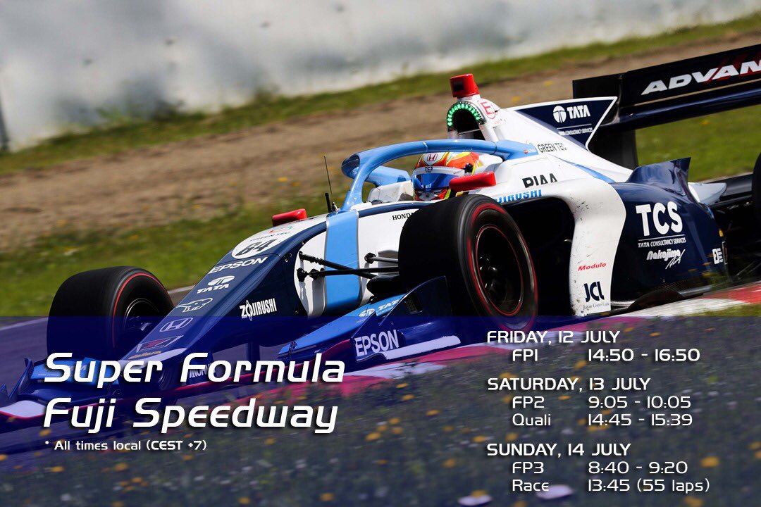 Hey people! 🙋‍♂️

Get your alarms on point to see the 4th Super Formula round at Fuji Speedway!😏

#SuperFormula #FujiSpeedwayGP