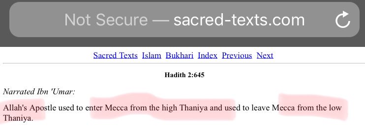 59/n Refer these snippets of Bukhari’s Hadith that talk about high mountain and the passage.The snippets are for 2.645 to 2.648 but it goes on to talk about same till 2.651Can any Islamic Scholar pl clarify where are such attributes in current Mecca?