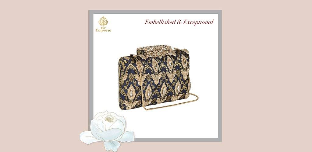 #EmporioExclusive: Effortlessly #accessorise any #outfit with this exceptionally embellished #clutch from Ash Amaira. #Shop this at DLF Emporio.