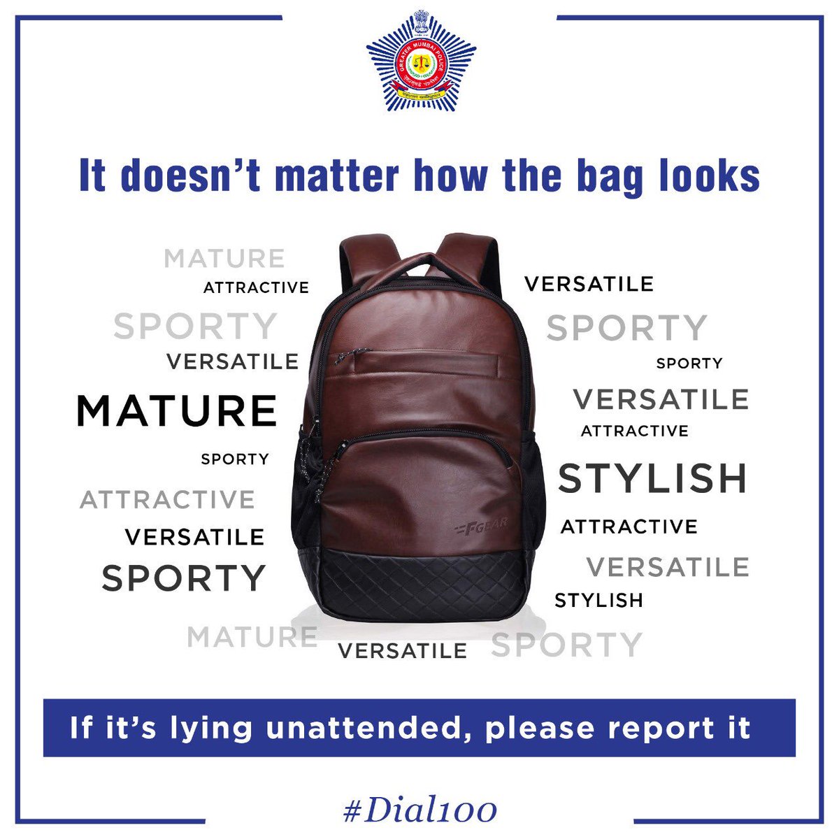 MumbaiPolice's tweet photo. Nothing makes a person more attractive than his/her alertness towards keeping the city safe. #Dial100 https://t.co/H8SLgSBj6V