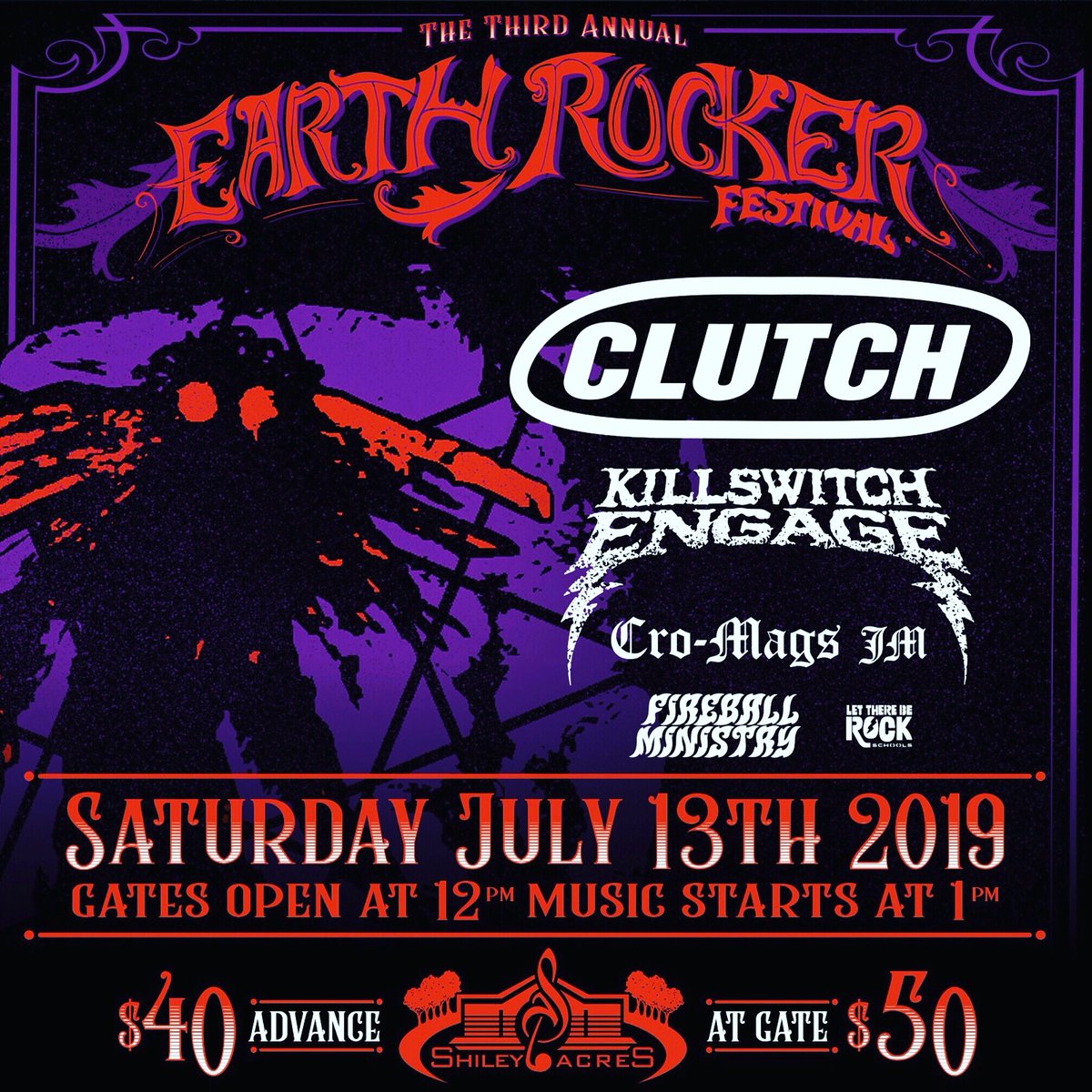 Countdown to <a href="/earthrockerfest/">Earth Rocker Fest</a> at <a href="/ShileyAcres/">Shiley Acres</a> this Sat 7/13 with <a href="/clutchofficial/">Clutch</a> <a href="/kseofficial/">Killswitch Engage</a> If you’re anywhere near #WestVirginia don’t miss it!