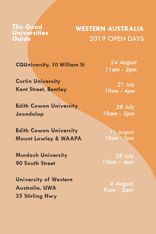 GoodUniGuide's tweet photo. 🎓Open Days are a great way for you to discover what you like about a certain institution!📍For more open day dates, visit https://t.co/7aMkPhMf2z to find out open dates in your state! #universitiesaustralia #westernaustralia https://t.co/WyiMS61LHa