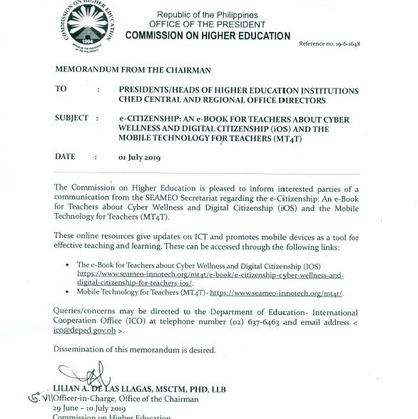 ANNOUNCEMENT: E-Book for Teachers about Cyber Wellness and Digital Citizenship (iOS) and the Mobile Technology for Teachers (MT4T)

#HigherEdPH