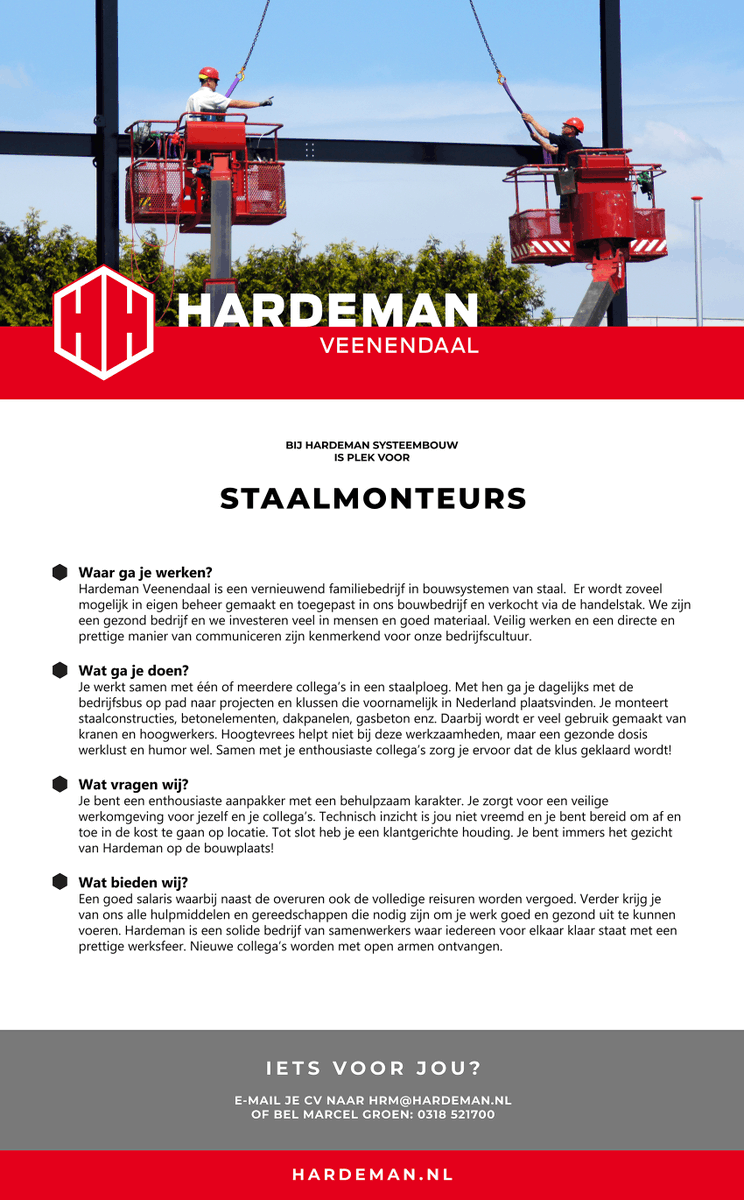 Wij hebben plek voor Staalmonteurs!  #vacature #veenendaal